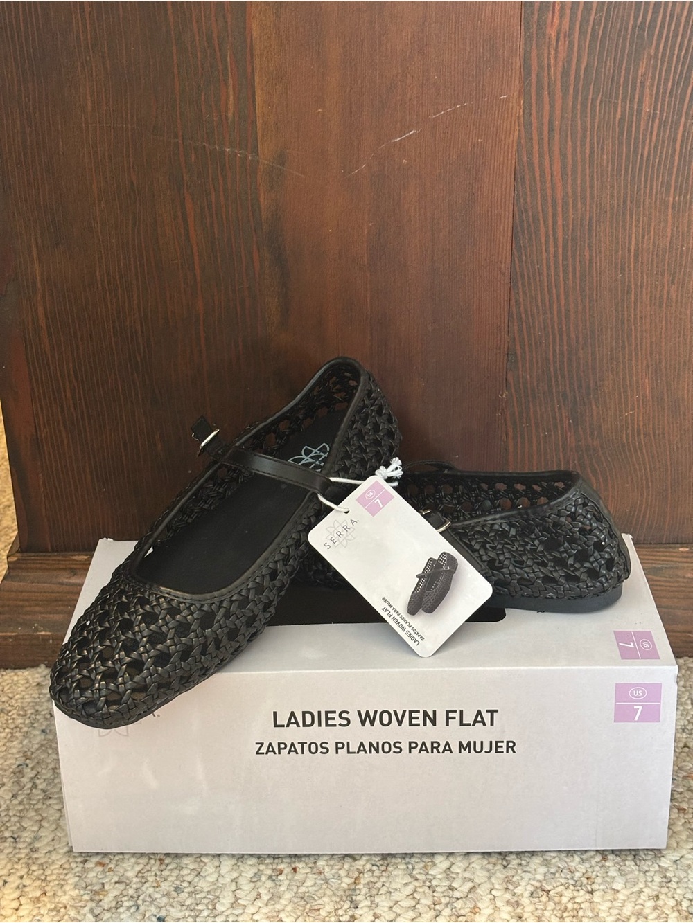 NWT Serra Black Woven Mary Jane Ballet Flats - Size 7